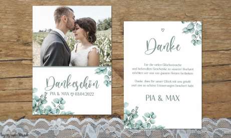 Dankeskarte Hochzeit Eukalyptus Greenery