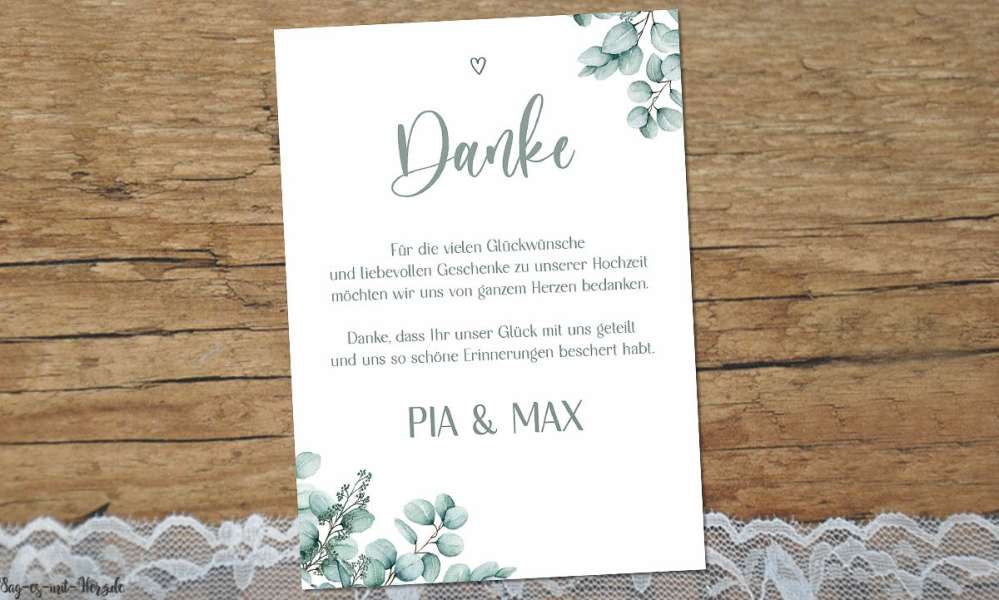 Dankeskarte Hochzeit Eukalyptus Greenery