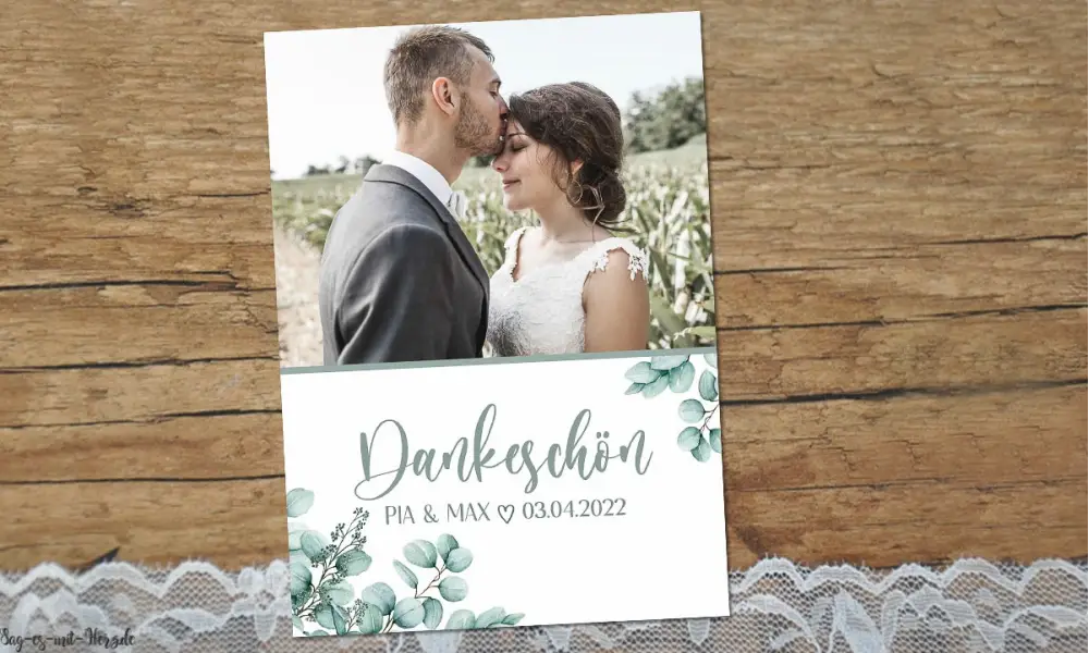 Dankeskarte Hochzeit Eukalyptus Greenery
