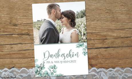 Dankeskarte Hochzeit Eukalyptus Greenery