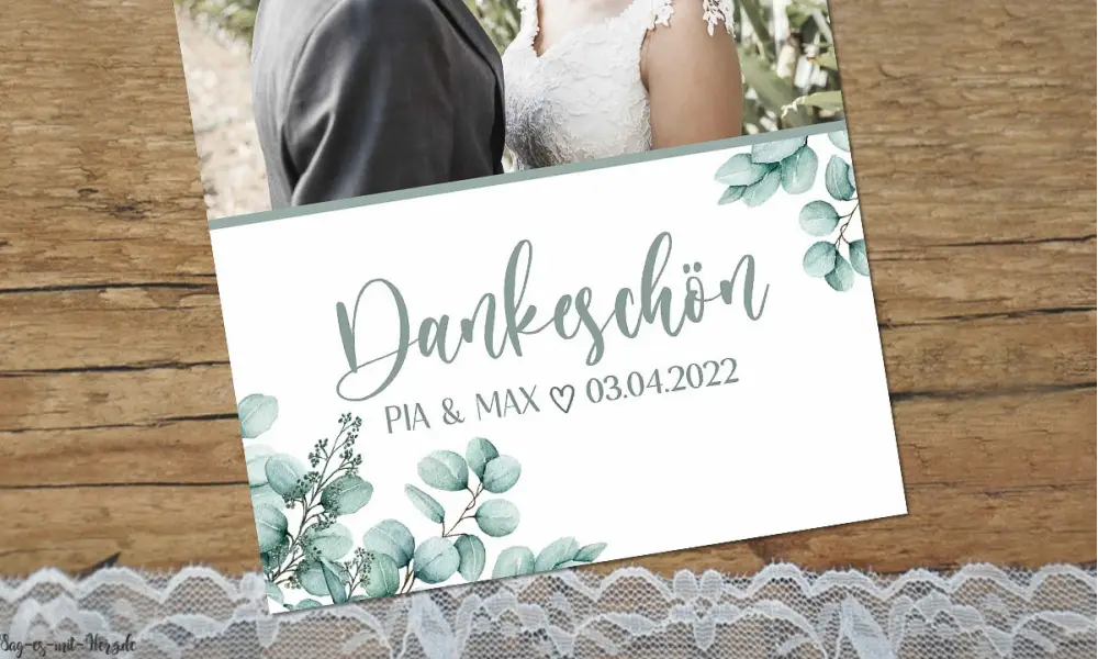 Dankeskarte Hochzeit Eukalyptus Greenery
