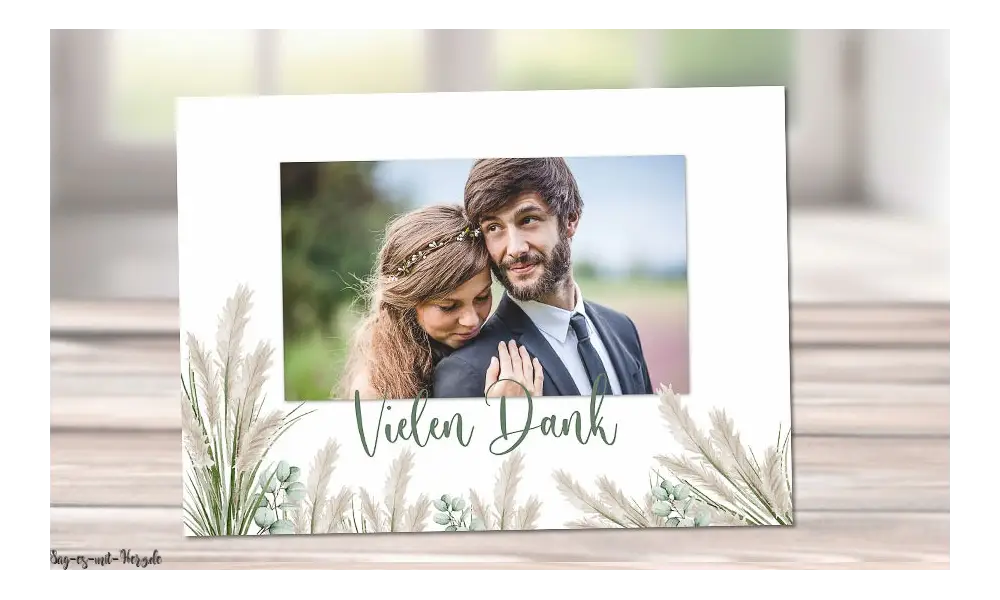 Danksagung Hochzeit Boho Pampas Greenery Style
