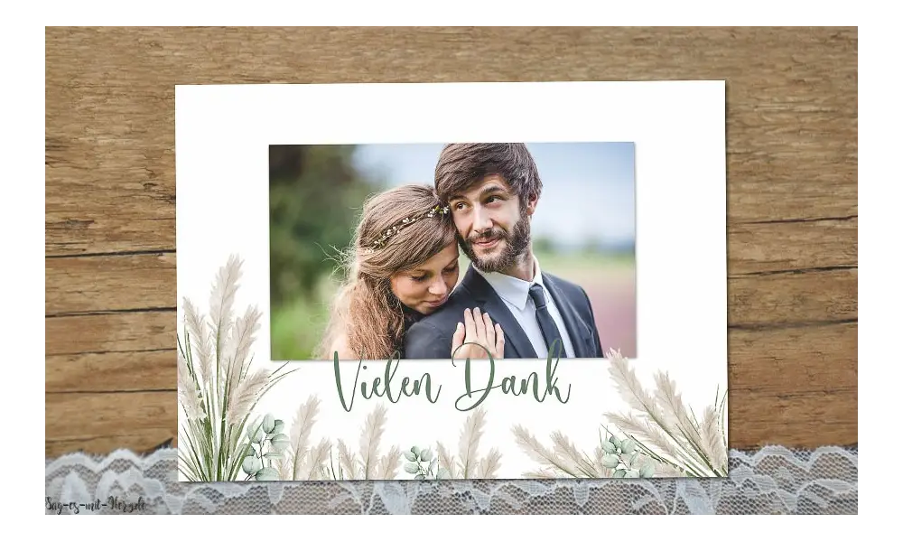 Danksagung Hochzeit Boho Pampas Greenery Style