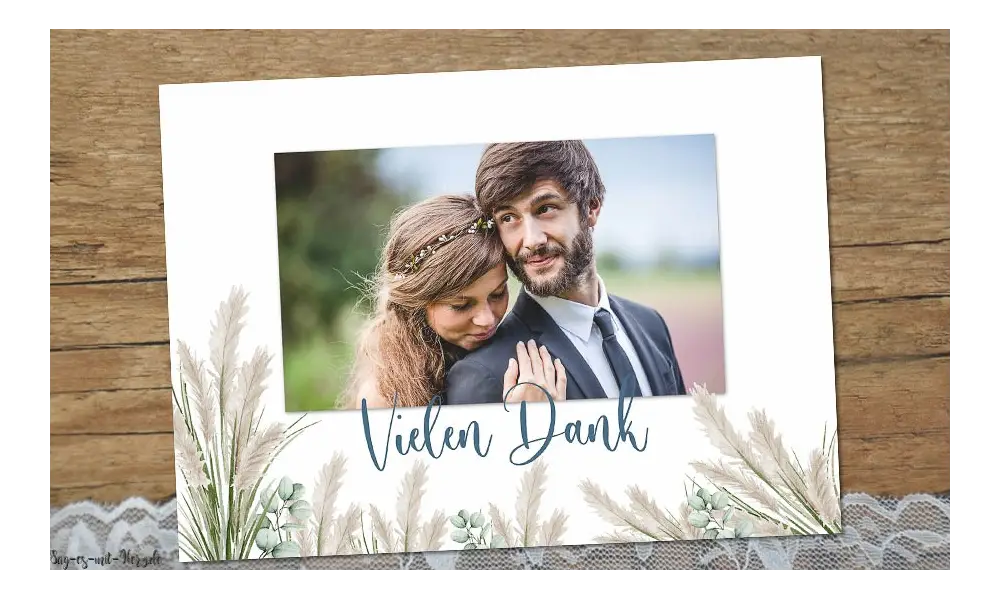 Danksagung Hochzeit Boho Pampas Greenery Style