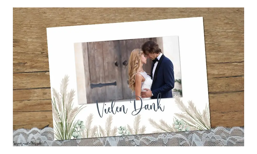 Danksagung Hochzeit Boho Pampas Greenery Style