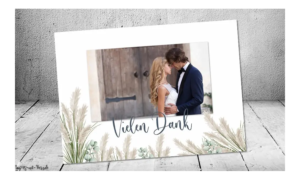 Danksagung Hochzeit Boho Pampas Greenery Style