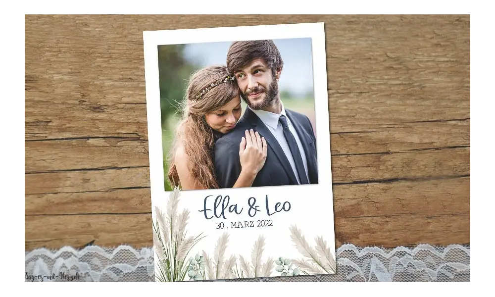 Danksagungskarten zur Hochzeit Pampas