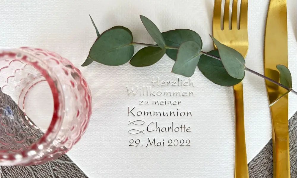 Servietten bedruckt weiß silber