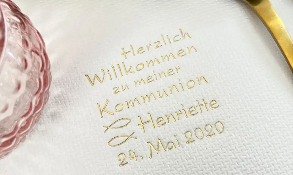 Servietten bedruckt weiß gold