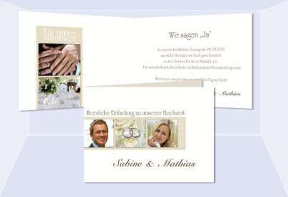 Einladungskarte Hochzeit "Zeichen", Klappkarte A6, creme weiß