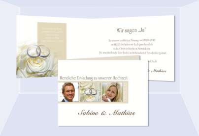 Einladungskarte Hochzeit "Zeichen", Klappkarte A6, creme weiß