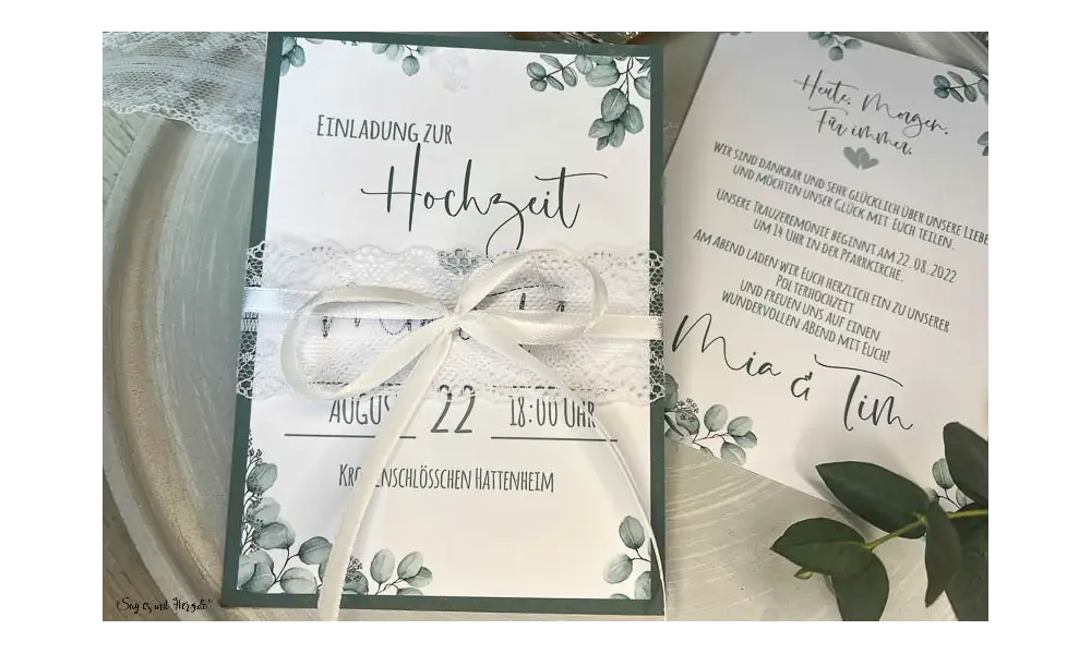 Einladungskarten Hochzeit, Eukalyptus, grün ohne Foto, Postkarte, Boho