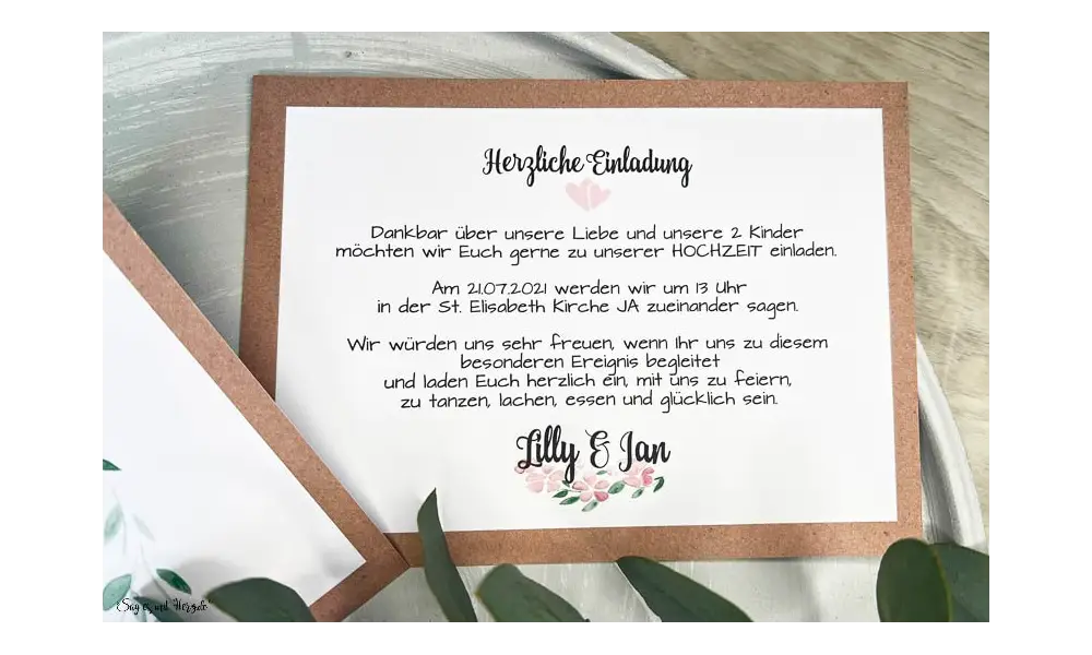 Hochzeitseinladung Blumenkranz Vintage Boho Postkarte