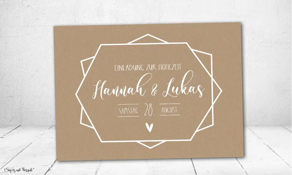 Einladung Hochzeit Kraftpapier
