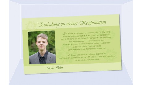 Einladung Kommunion / Konfirmation, Fotokarte 10x18 cm