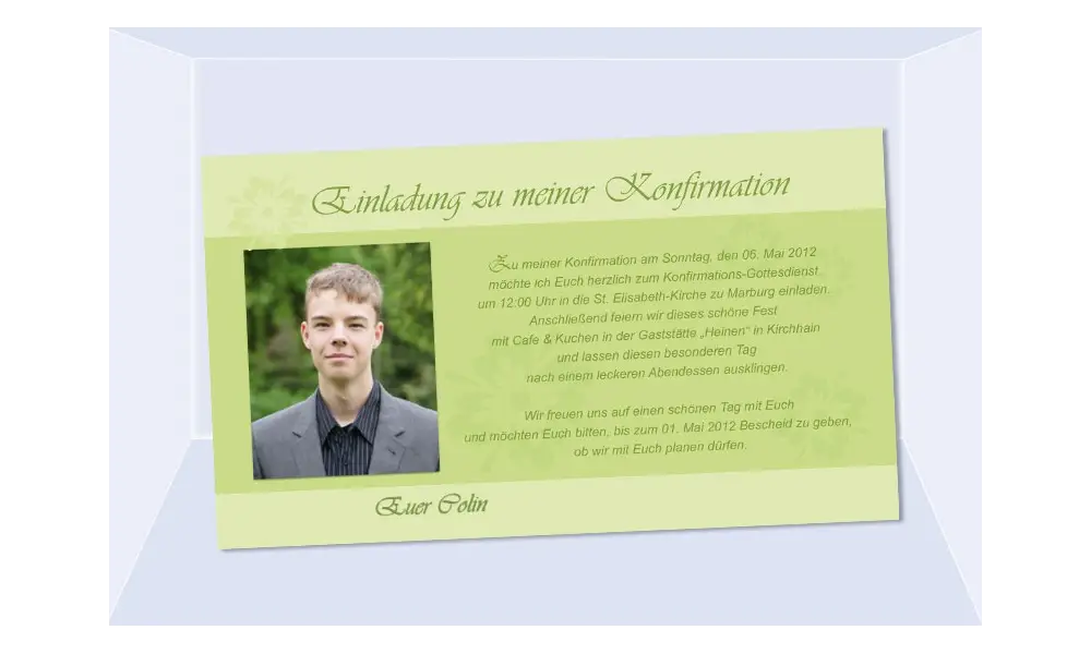 Einladung Kommunion / Konfirmation, Fotokarte 10x18 cm