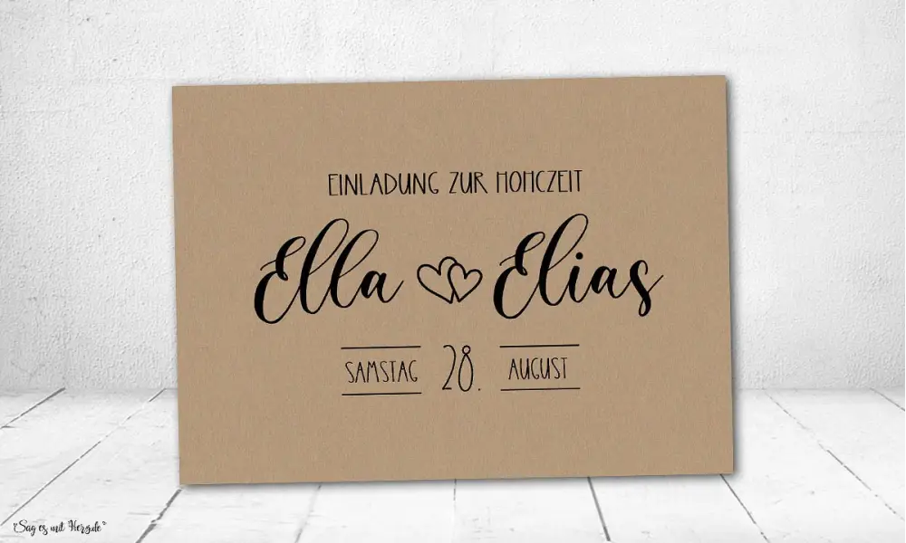 Einladung Hochzeit natürlich Kraftpapier