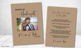 Einladungskarten Hochzeit Kraftpapier einseitig