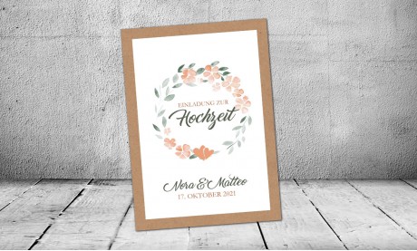 Einladungskarte Hochzeit floral aquarell