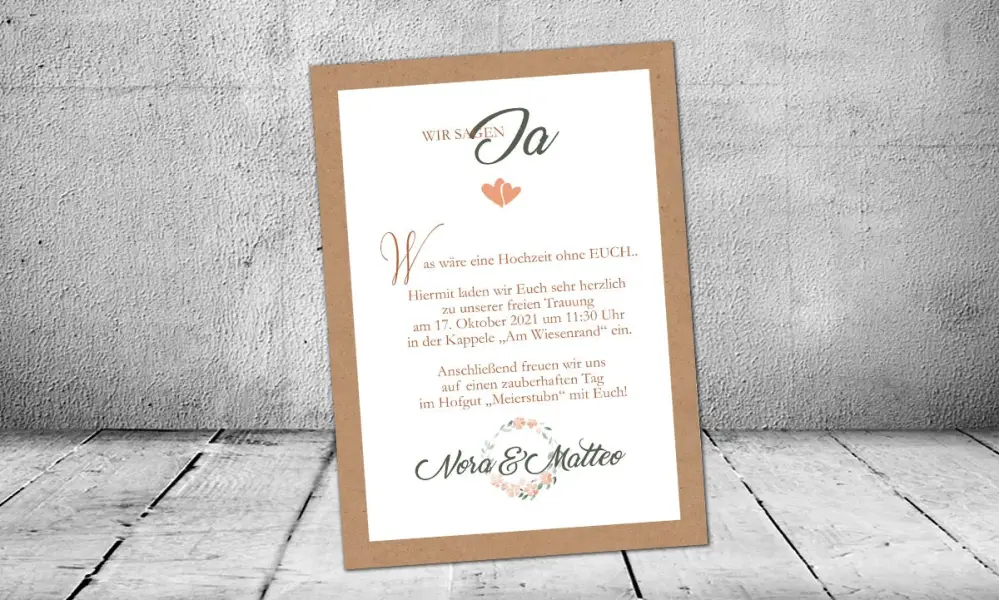 Einladungskarte Hochzeit floral aquarell