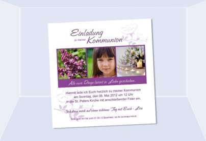 Einladung Kommunion / Konfirmation, Fotokarte 12,5x12,5 cm