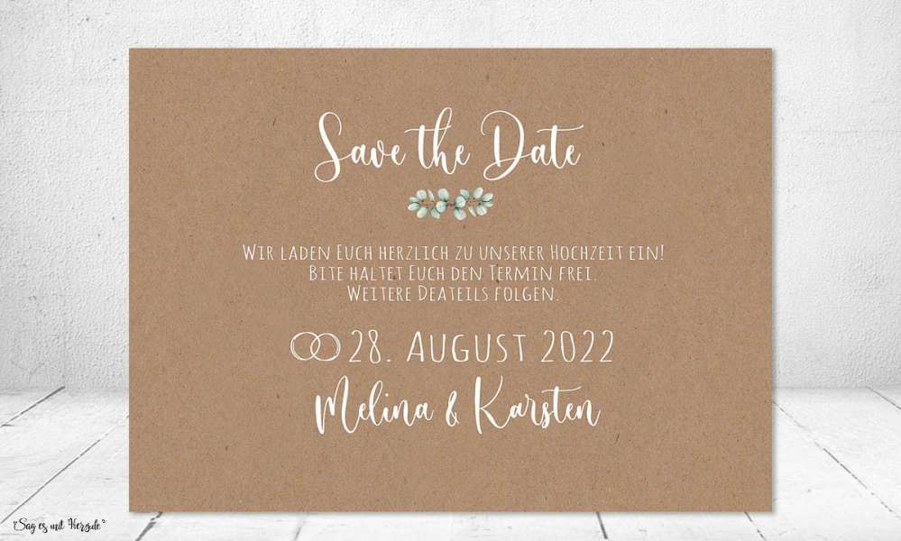 Einfache Einladungskarten Hochzeit Vintage