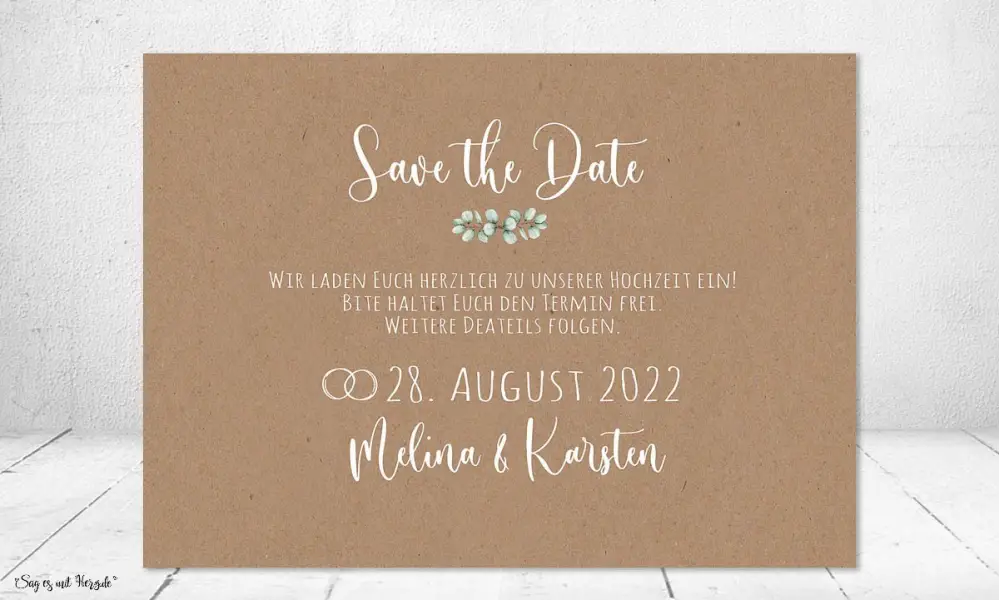 Einfache Einladungskarten Hochzeit Vintage