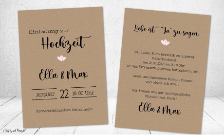 Einladungskarten Hochzeit Kraftpapier einfach
