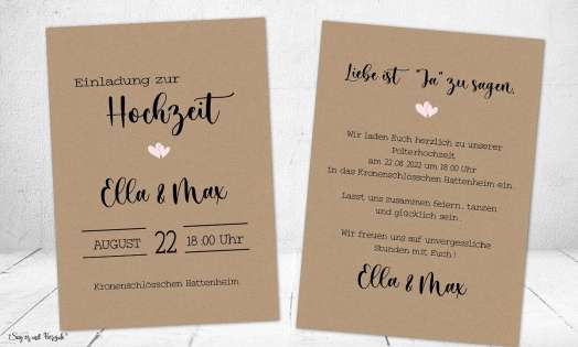 Einladungskarten Hochzeit Kraftpapier einfach