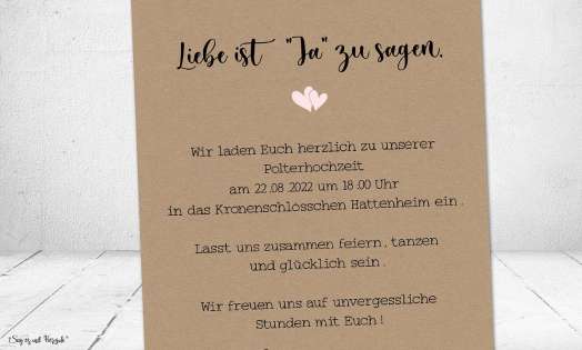 Einladungskarten Hochzeit Kraftpapier einfach