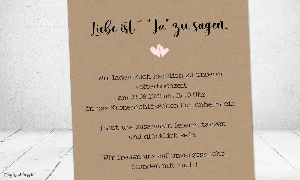 Einladungskarten Hochzeit Kraftpapier einfach