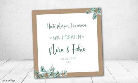 Einladungskarten Hochzeit Boho Eukalyptus quadratisch
