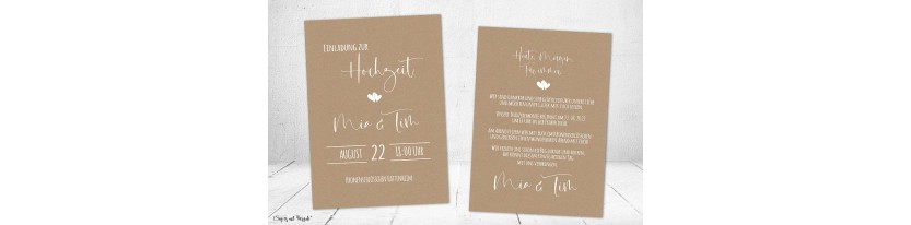 Einladungskarten Hochzeit Kraftpapier rustikal