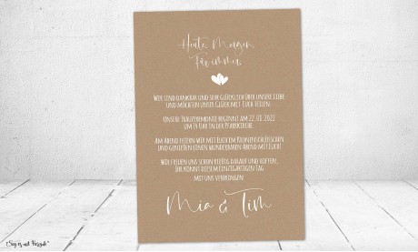 Einladungskarten Hochzeit Kraftpapier rustikal