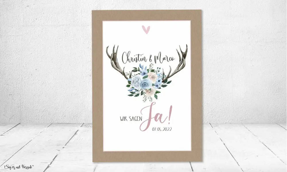 Einladungskarte Hochzeit Geweih