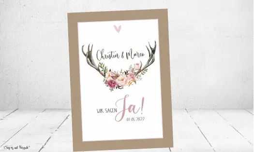 Einladungskarte Hochzeit Geweih