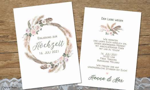 Einladungskarten Hochzeit Bohemian