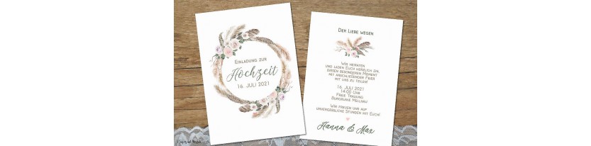 Einladungskarten Hochzeit Bohemian