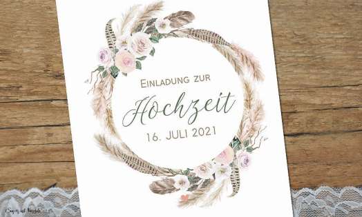 Einladungskarten Hochzeit Bohemian