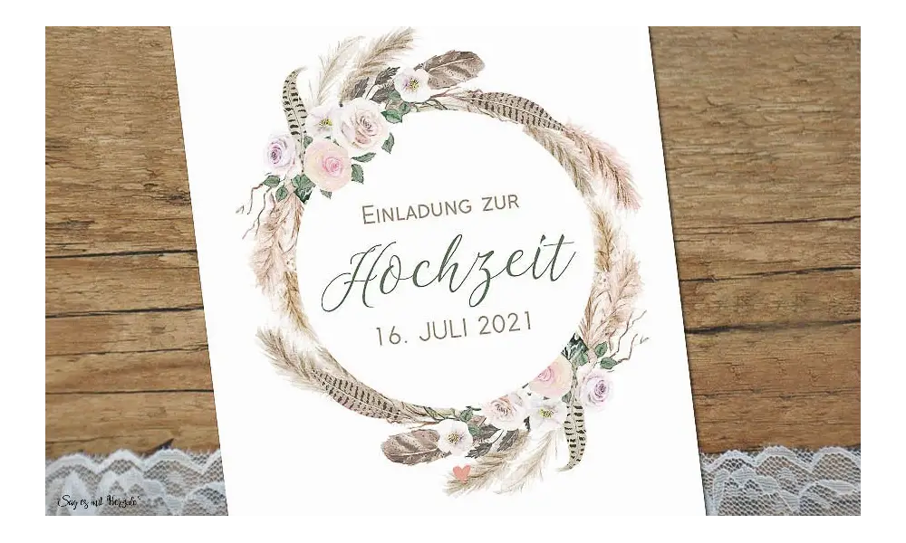 Einladungskarten Hochzeit Bohemian