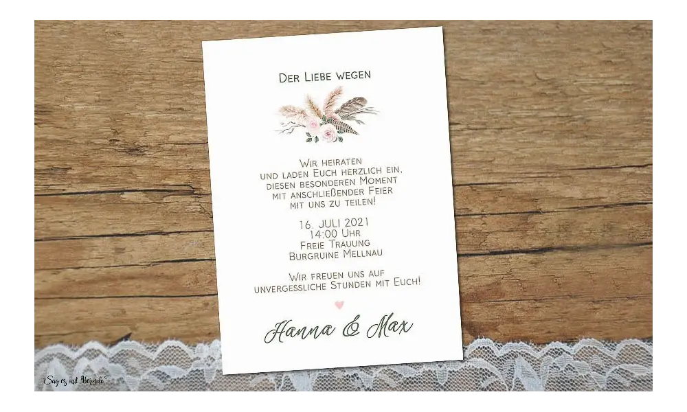 Einladungskarten Hochzeit Bohemian