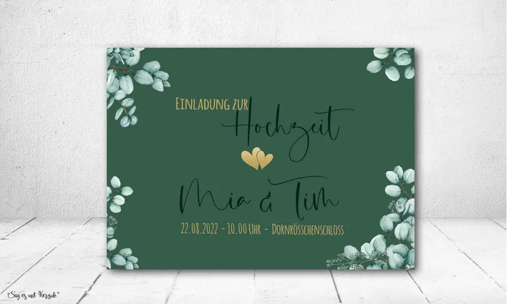 Einladungskarten Hochzeit soft Greenery