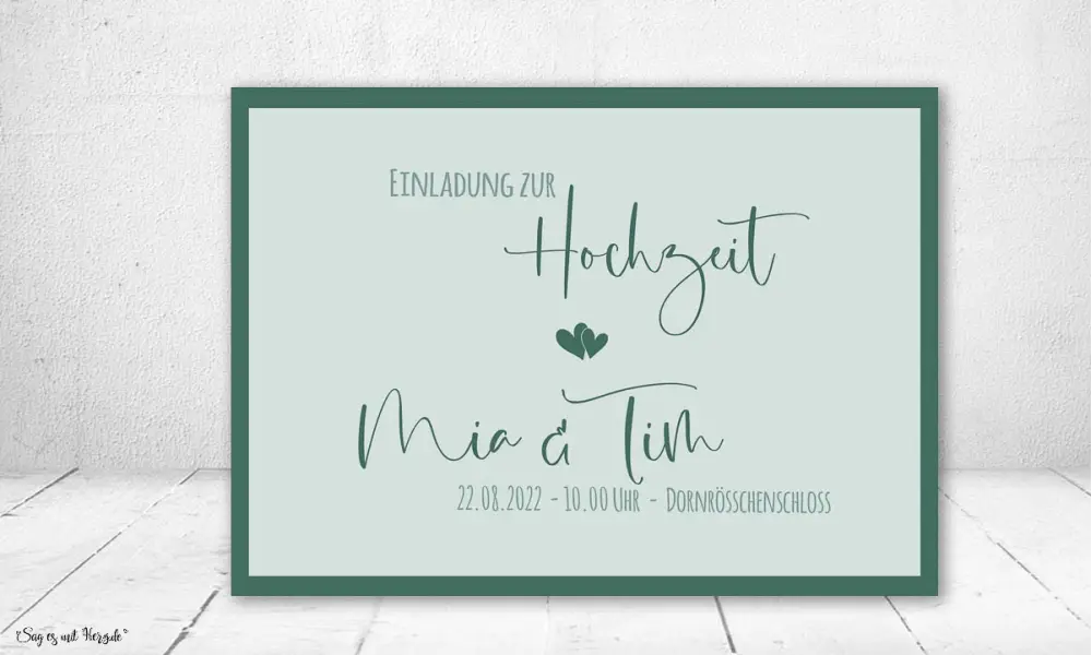 Einladungskarten Hochzeit soft Greenery