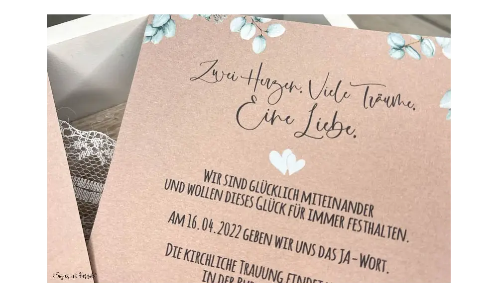 Einladungskarten Hochzeit rustic Kraftpapier Eukalyptus mit Foto
