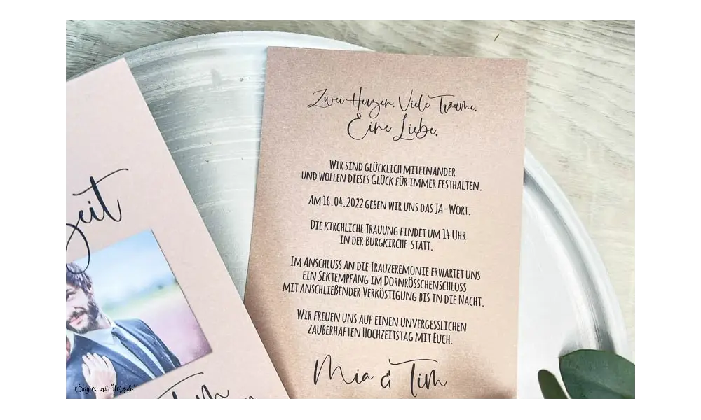 Einladungskarten Hochzeit rustic Kraftpapier Eukalyptus mit Foto