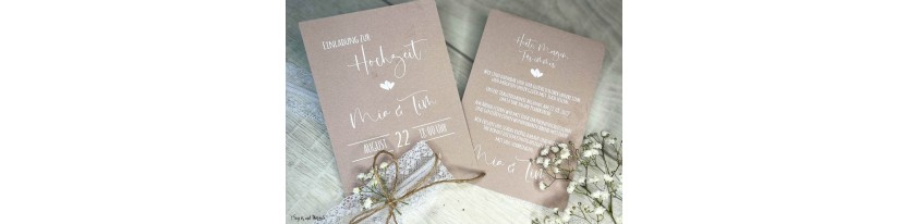 Einladungskarten Hochzeit Kraftpapier rustikal moderne Postkarte