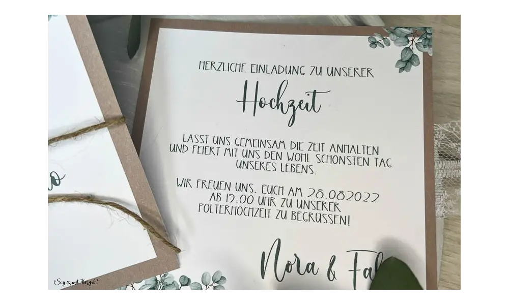 Einladung Hochzeit Kraftpapier quadratisch Boho ❤