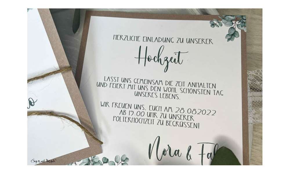 Einladungskarten Hochzeit Boho Eukalyptus quadratisch