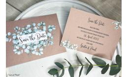 Save the Date Einladung Hochzeit Kraftpapier Eukalyptus