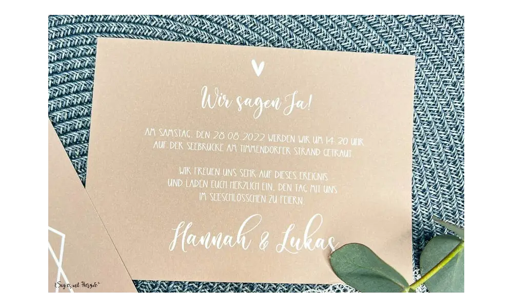 Einladung Hochzeit Kraftpapier